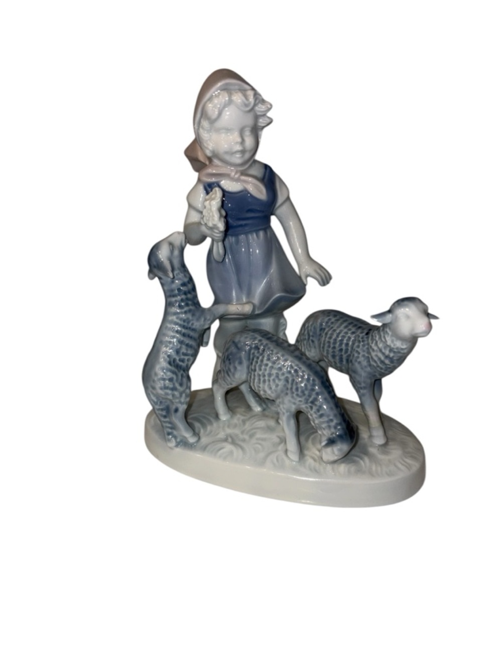 Vintage Gerold Porzellan Bavaria Girl With Lambs Figurine Western Germany